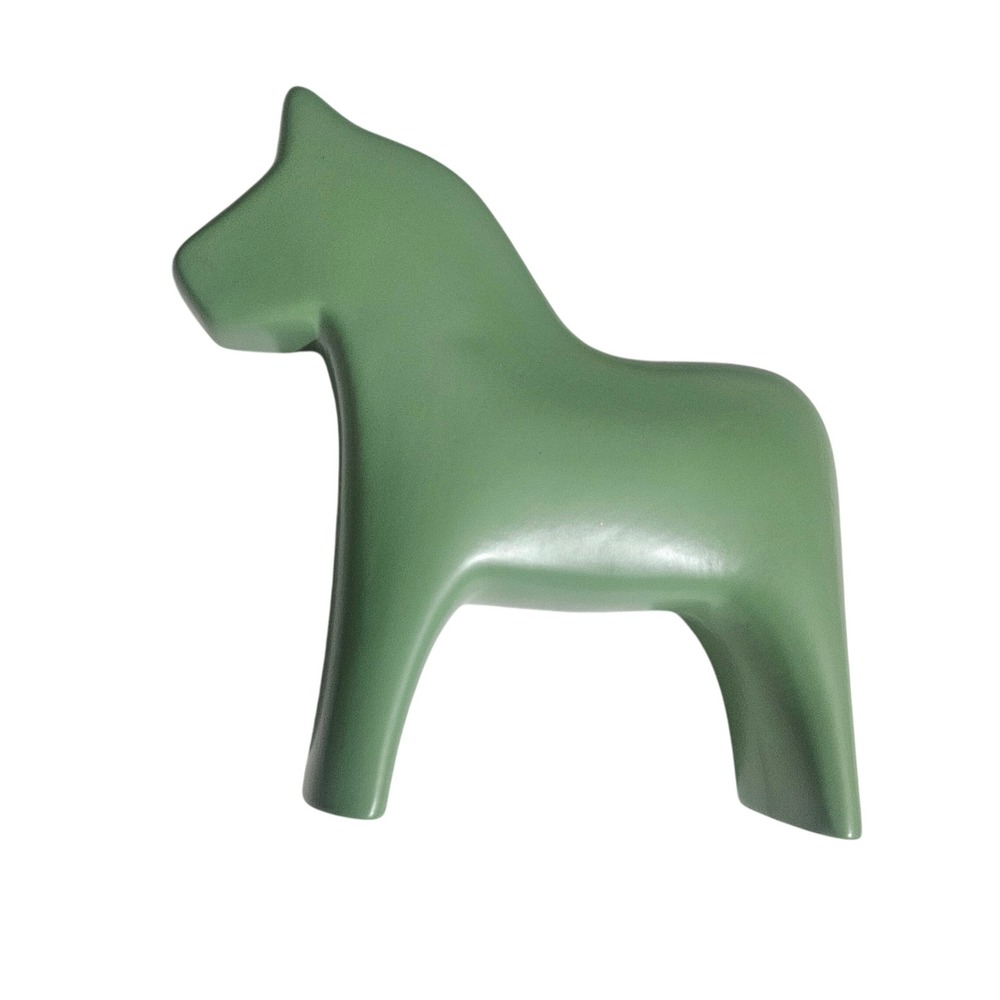 IKEA KLOTPLATAN Swedish Dala Horse Ceramic Figure Sage Green Scandanavian Figure